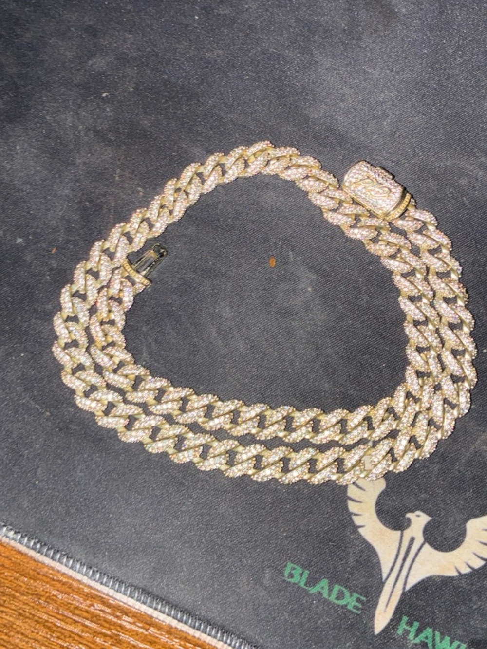 Gold-Tone Pave Cuban Link Necklace with Crystal Accents